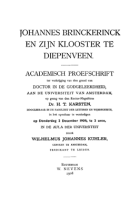 Johannes Brinckerinck en zijn klooster te Diepenveen, Wilhelmus Johannes Kühler