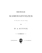 Eenige Kameradviezen uit de jaren 1874 en 1875, Abraham Kuyper