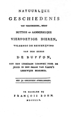 Natuurlijke geschiedenis van verscheidene, meest nuttige of aanmerkelijke viervoetige dieren, Georges-Louis Leclerc de Buffon