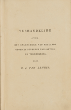 Verhandeling over het belangrijke van Hollands grond en oudheden voor gevoel en verbeelding, D.J. van Lennep