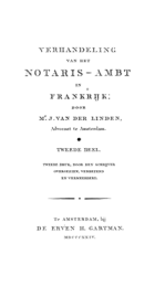 Verhandeling van het notaris-ambt in Frankrijk. Deel 2, Joannes van der Linden