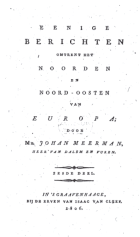 Eenige berichten omtrent het noorden en noord-oosten van Europa. Deel 6, Johan Meerman