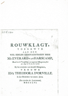 Rouwklagt, toegewyd aan den wel edelen grootachtbaren here Everard van Harscamp, raad in de vroedschap en regerend burgermeester der stad Utrecht, S.M. Mill