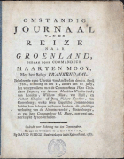 Omstandig journaal van de reize naar Groenland, gedaan door commandeur Maarten Mooy, met het schip Frankendaal, Maarten Mooy