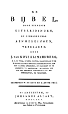 De Bijbel, door beknopte uitbreidingen, en ophelderende aenmerkingen, verklaerd. Deel 27, Jacob van Nuys Klinkenberg