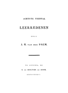 Tiental leerredenen. Deel 8, J.H. van der Palm