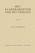 Het klankkarakter van het Venloos, F.J.P. Peeters