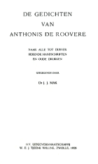 De gedichten van Anthonis de Roovere, Anthonis de Roovere