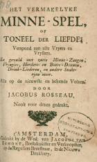 Het vermakelyke minne-spel, of toneel der liefde, Jakobus Rosseau