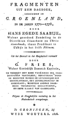 Fragmenten uit een dagboek, gehouden in Groenland, in de jaren 1770-1778, Hans Egede Saabye