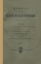 De verhouding tusschen het recht, den staat en de overheid, W.H. de Savornin Lohman