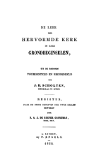 De leer der Hervormde Kerk in hare grondbeginselen. Register, Sarus Adriaan Jacob de Ruever Groneman, Johannes Henricus Scholten