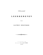 Twaalf leerredenen, Matthijs Siegenbeek