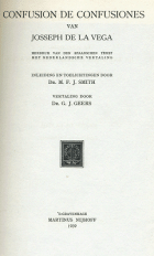 Confusion de Confusiones, Joseph de la Vega