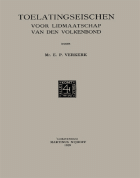 Toelatingseischen voor lidmaatschap van den Volkenbond, E.P. Verkerk