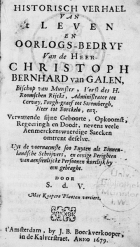 Historisch verhael van 't leven en oorlogsbedrijf van de heer Christoph Bernhard van Galen, Simon de Vries