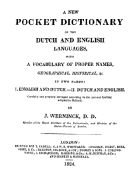 A new pocket dictionary of the Dutch and English languages, Jan Werninck