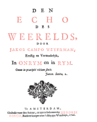 Den echo des weerelds. Deel 1, Jacob Campo Weyerman