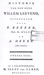 Historie van den heer Willem Leevend. Deel 2, Aagje Deken, Betje Wolff