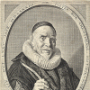 Pieter Christiaenszoon Bor op 75-jarige leeftijd, door F. Hals/A. Matham; onderschrift van S. Ampzing (1634).