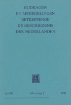 Bijdragen en Mededelingen betreffende de Geschiedenis der Nederlanden. Deel 96,  [tijdschrift] Bijdragen en Mededeelingen van het Historisch Genootschap