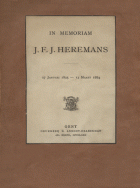 In memoriam J.F.J. Heremans: 27 Januari 1825-13 Maart 1884, Anoniem In memoriam J.F.J. Heremans