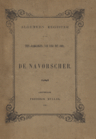 Algemeen register (1851-1860),  [tijdschrift] Navorscher, De
