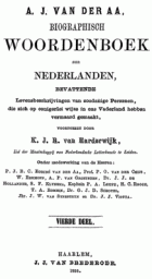 Biographisch woordenboek der Nederlanden. Deel 4, A.J. van der Aa