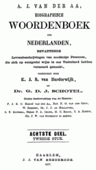Biographisch woordenboek der Nederlanden. Deel 8. Tweede stuk, A.J. van der Aa