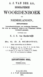 Biographisch woordenboek der Nederlanden. Deel 17. Tweede stuk, A.J. van der Aa
