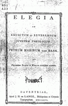 Elegia ad eruditum et reverendum juvenem theologum, Petrum Marinum van Baak, Vopiscus Horatius Acker