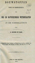 Bouwstoffen voor de geschiedenis der wis- en natuurkundige wetenschappen in de Nederlanden, David Bierens de Haan