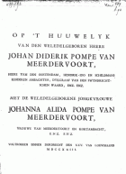 Op't huuwelyk van den weledelgeboren heere Johan Diderik Pompe van Meerdervoort [...] met de weledelgeborene jongkvrouwe Johanna Alida Pompe van Meerdervoort [...], Johannes van Braam