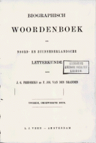 Biographisch woordenboek der Noord- en Zuidnederlandsche letterkunde, F. Jos. van den Branden, J.G. Frederiks