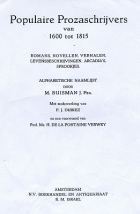 Populaire prozaschrijvers van 1600 tot 1815, M. Buisman J. Fzn.