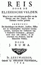 Reis door de Elizeesche Velden, Johannes Buma