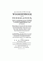 Biographisch woordenboek der Nederlanden. Deel 6, Jacques Alexandre de Chalmot