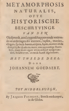 Metamorphosis et historia naturalis insectorum. Pars secunda, J. Goedaert