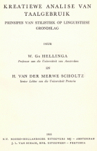 Kreatiewe analise van taalgebruik, W.Gs. Hellinga, H. van der Merwe Scholtz