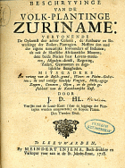 Beschryvinge van de volk-plantinge Zuriname, J.D. Herlein