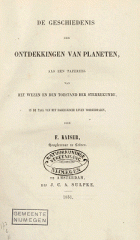 De geschiedenis der ontdekkingen van planeten, Friedrich Kaiser