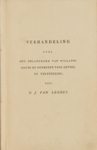 Verhandeling over het belangrijke van Hollands grond en oudheden voor gevoel en verbeelding, D.J. van Lennep
