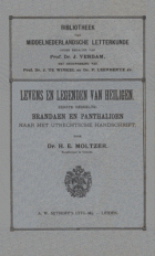 Levens en legenden van heiligen. Deel I. Brandaen en Panthalioen, Henri Ernest Moltzer