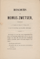 Discours uitgesproken in de vergadering van zondag den 16 november 1856,  Momus Zwetser