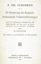 De oorsprong der Kaapsch-Hollandsche volksoverleveringen, F.Th. Schonken