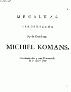 Menalkas. Herderszang op de dood van Michiel Komans, Adriaan Spinniker