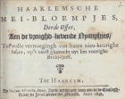 Haarlemsche mei-bloempjes. Derde offer aen de vreughd-lievende nymphjes, Jan Jansz. van Asten, Isaak A. van Vaerlen