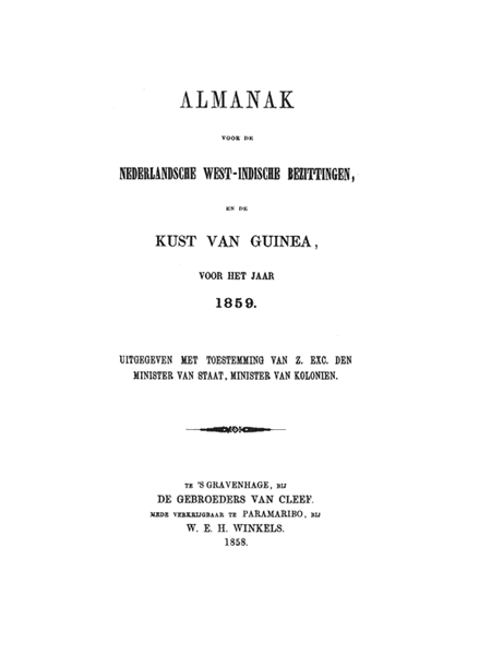 Almanak voor de Nederlandsche West-Indische bezittingen, en de kust van Guinea. Jaargang 1859
