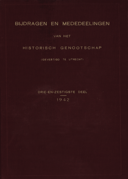 Titelpagina van Bijdragen en Mededeelingen van het Historisch Genootschap. Deel 63