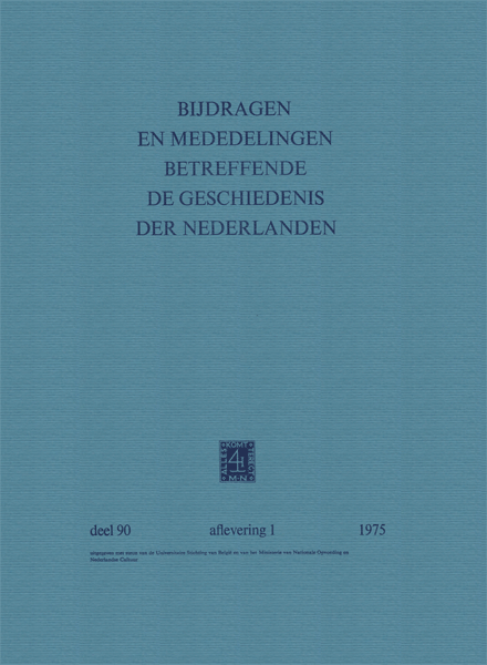 Titelpagina van Bijdragen en Mededelingen betreffende de Geschiedenis der Nederlanden. Deel 90